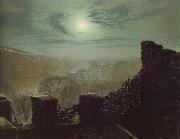 Atkinson Grimshaw Full Moon Behind Cirrus Cloud From the Roundhay Park Castle Battlements china oil painting reproduction